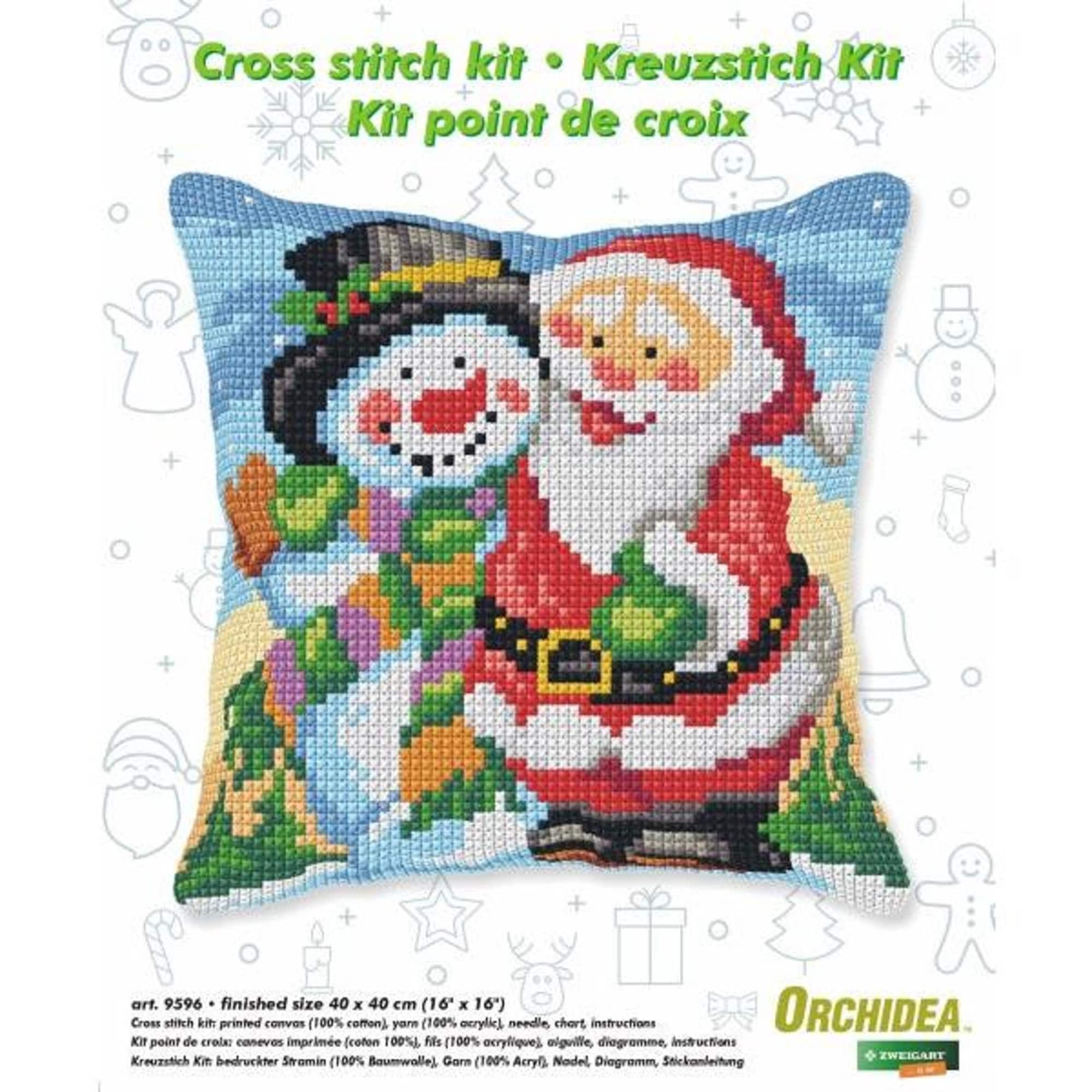 Orchidea Cushion Cross Stitch Kit Santa Claus And Snowman